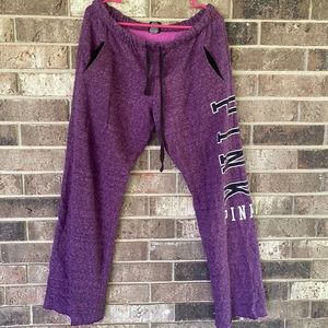 PINK Victoria's Secret Wide Leg University Sweatpants Raw Hem Heather Purple M